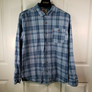 Levis Mens XL Long Sleeve Button Front Shirt Blue Plaid Shirt Cotton